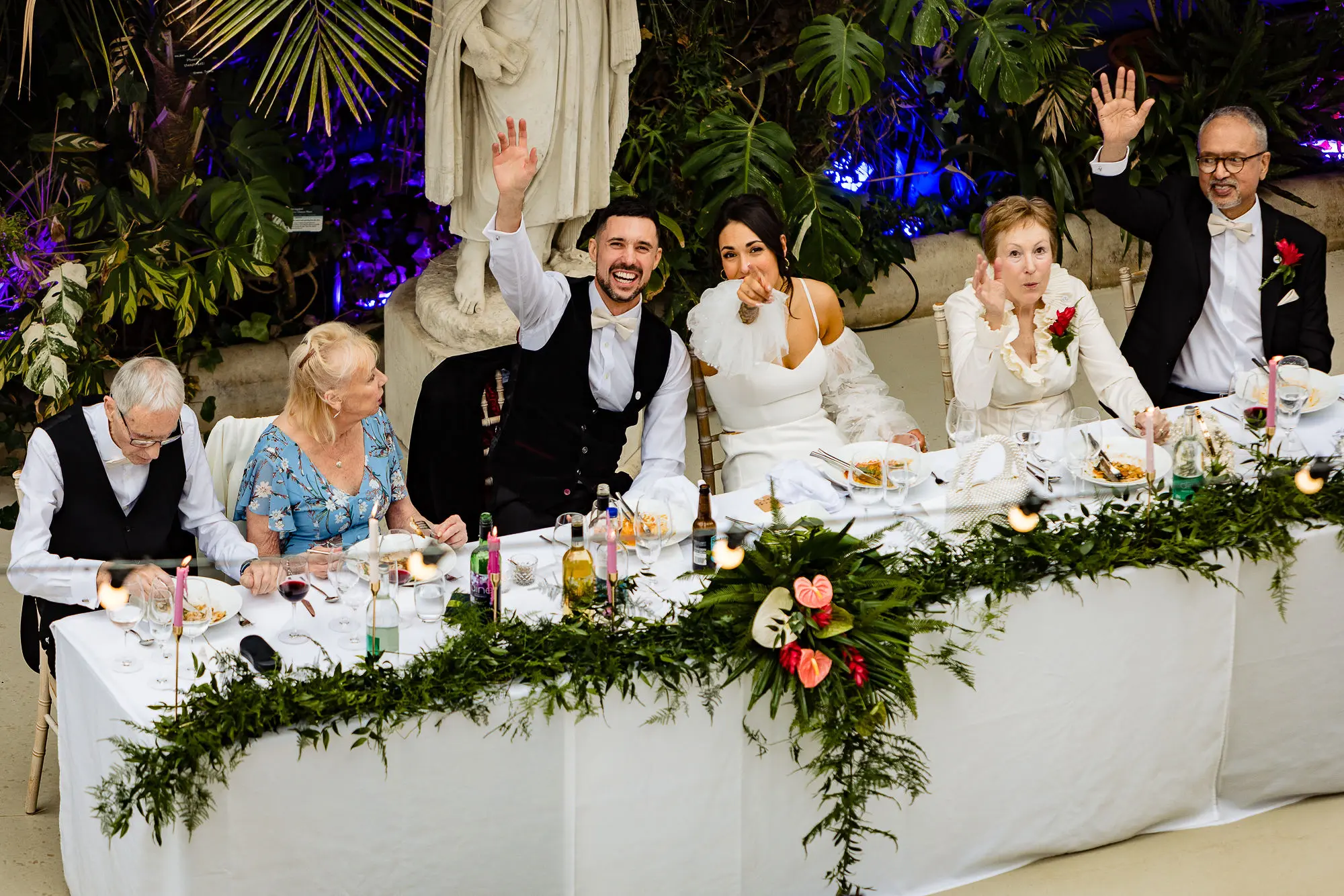 Ceremony flowers at the Palm house Liverpool that can be repurposed at the reception